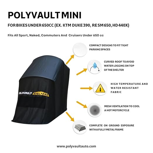 Polyvault Mini - Bike Shelter For Royal Enfield Interceptor 650